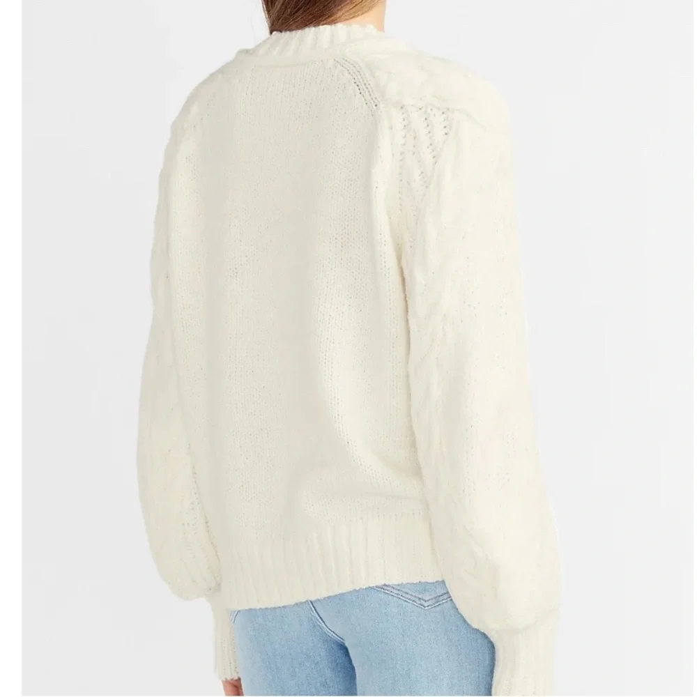 Express Chunky Crew Neck Cable Knit Sweater Gray S